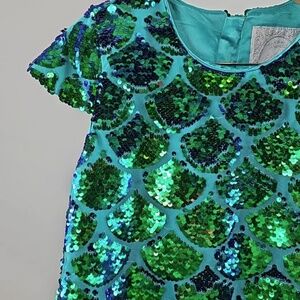 Disney Princess Ariel The Little Mermaid Green Sequins Party Dress